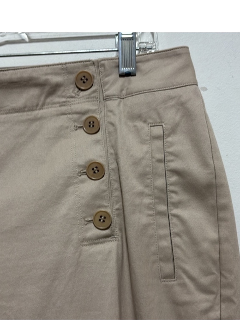 Talbots Heritage Size 10 Beige High Rise Sailor Button Wide Leg Pants - Picture 6 of 10